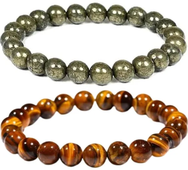 Multiagate_Pyrite,_Crystal,_Tiger's_Eye_Bracelet_Set_(Pack_of_2)