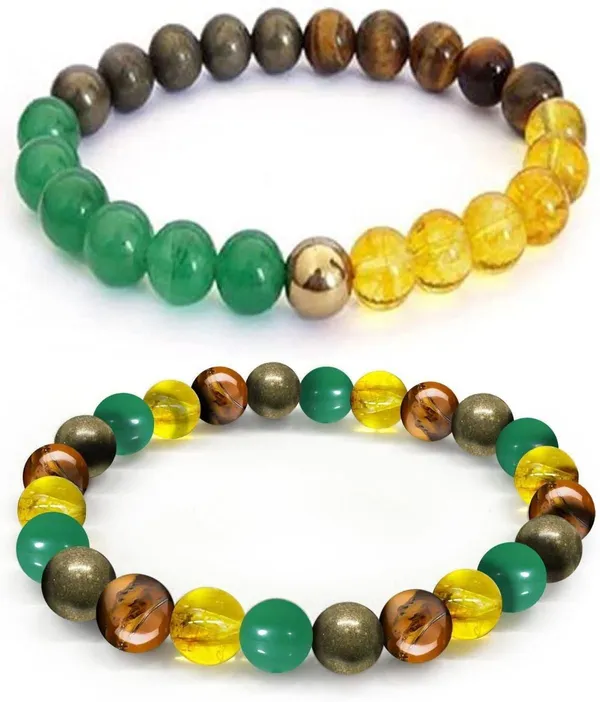 Multiagate_Pyrite,_Green_Aventurine,_Crystal,_Tiger's_Eye,_Citrine_Bracelet_Set_(Pack_of_2)