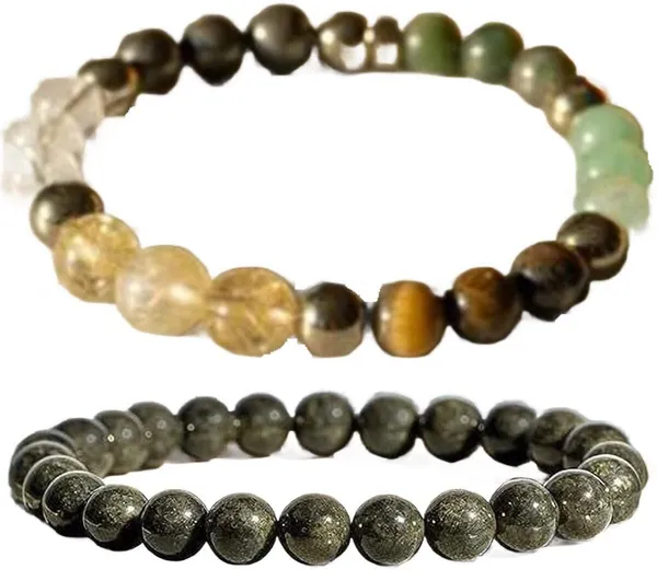 Multiagate_Pyrite,_Stone,_Green_Aventurine,_Amethyst,_Crystal,_Tiger's_Eye,_Citrine,_Green_Jade_Bracelet_Set_(Pack_of_2)