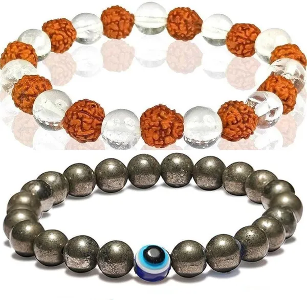 Multiagate_Pyrite,_Stone,_Crystal,_Rudraksha,_Clear_Quartz,_Evil_Eye_Bracelet_Set_(Pack_of_2)
