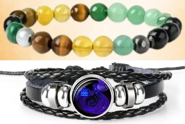 Multiagate_Pyrite,_Green_Aventurine,_Tiger's_Eye,_Citrine,_Clear_Quartz,_Leather_Bracelet_Set_(Pack_of_2)