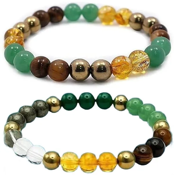 Multiagate_Stone,_Green_Aventurine,_Golden_Pyrite,_Crystal,_Tiger's_Eye,_Citrine_Bracelet_Set_(Pack_of_2)