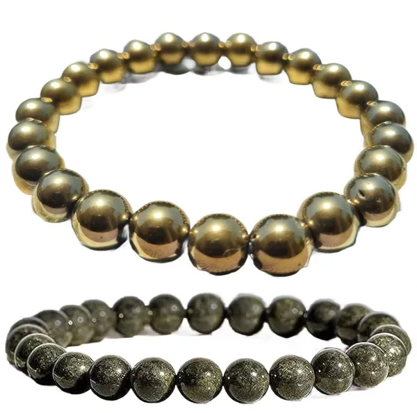 Multiagate_Pyrite,_Golden_Pyrite_Bracelet_Set_(Pack_of_2)