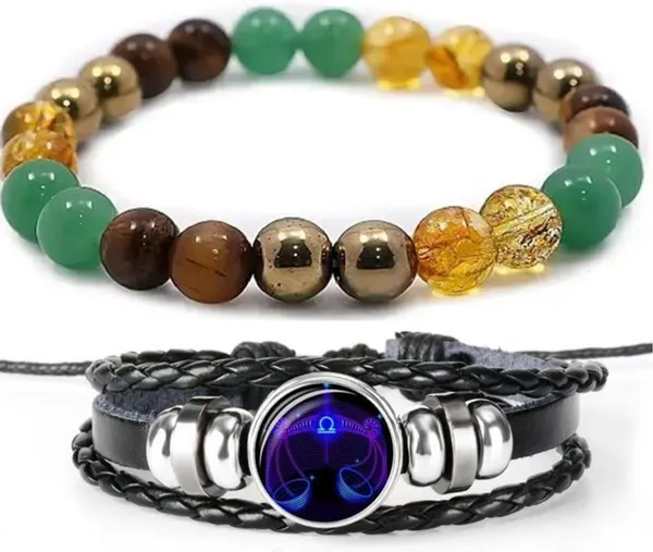 Multiagate_Pyrite,_Green_Aventurine,_Citrine_+_Golden,_Golden_Pyrite,_Crystal,_Tiger's_Eye,_Leather_Bracelet_Set_(Pack_of_2)