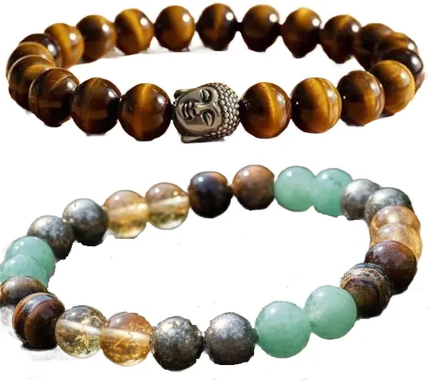 Multiagate_Crystal,_Tiger's_Eye_Bracelet_Set_(Pack_of_2)