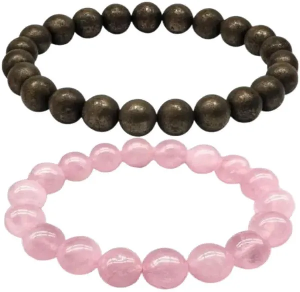 Multiagate_Pyrite,_Rose_Quartz_Bracelet_Set_(Pack_of_2)