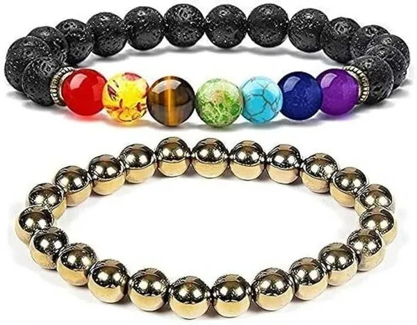 Multiagate_Pyrite,_Stone,_Rose_Quartz,_Amethyst,_Crystal,_Tiger's_Eye,_Lava,_7_Chakra,_Clear_Quartz_Bracelet_Set_(Pack_of_2)