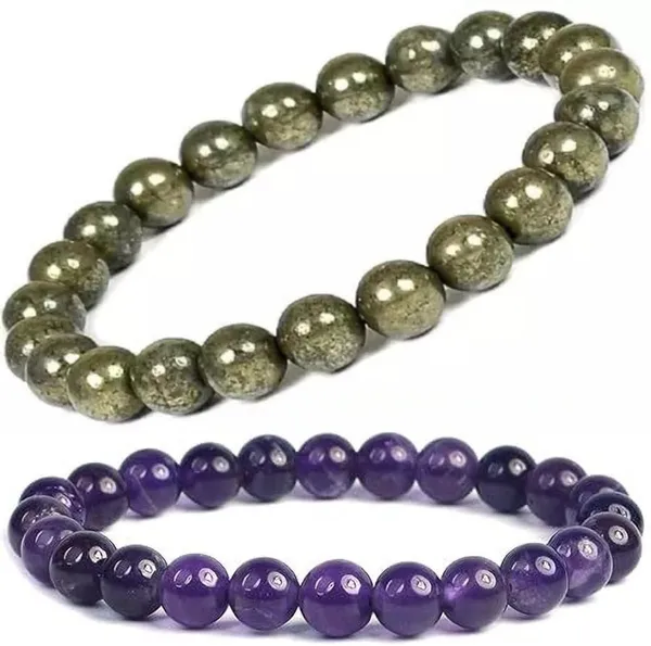 Multiagate_Pyrite,_Amethyst_Bracelet_Set_(Pack_of_2)