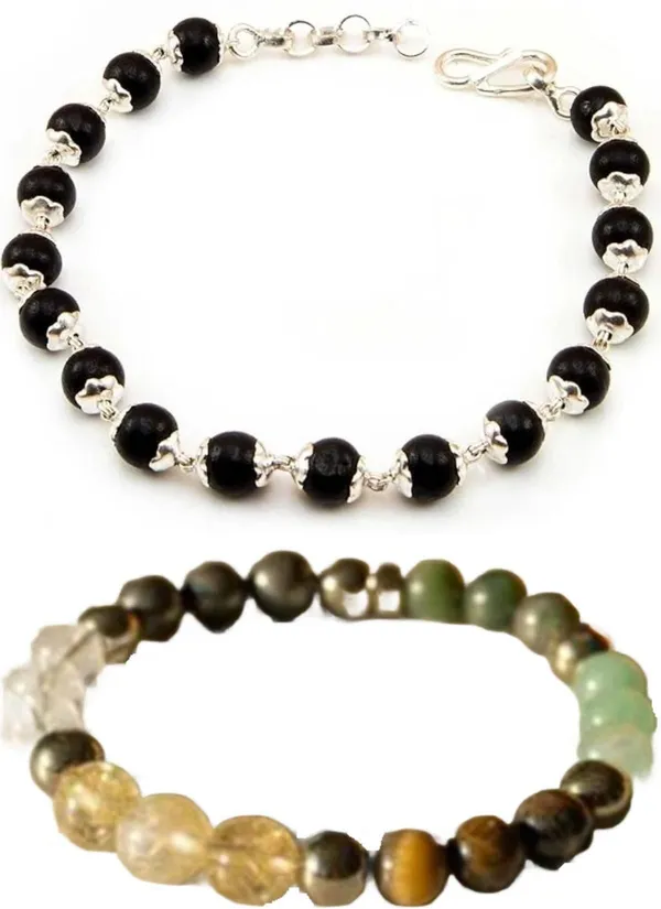 Multiagate_Pyrite,_Wood,_Stone,_Green_Aventurine,_Amethyst,_Crystal,_Tiger's_Eye,_Citrine,_Alloy,_Green_Jade_Bracelet_Set_(Pack_of_2)