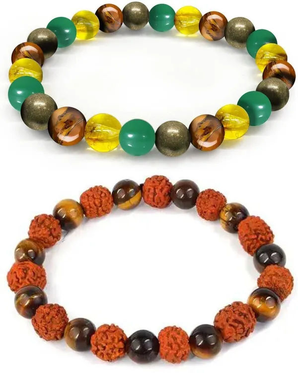 Multiagate_Pyrite,_Stone,_Green_Aventurine,_Crystal,_Tiger's_Eye,_Rudraksha,_Citrine_Bracelet_Set_(Pack_of_2)