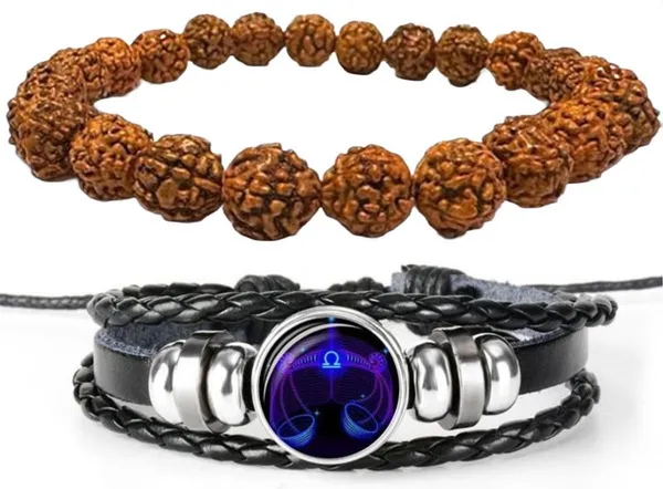 Multiagate_Rudraksha,_Leather_Bracelet_Set_(Pack_of_2)