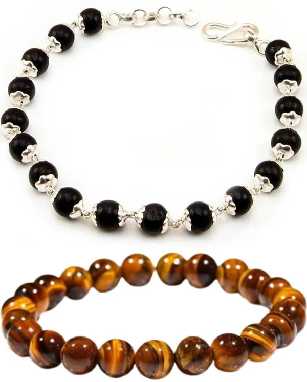 Multiagate_Wood,_Tiger's_Eye,_Alloy_Bracelet_Set_(Pack_of_2)