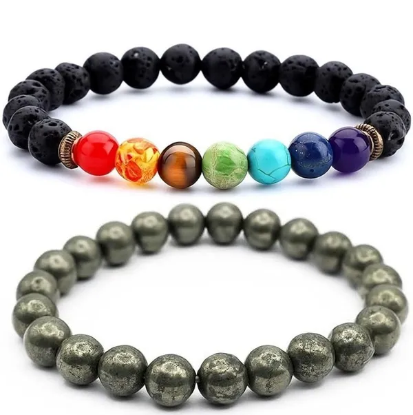 Multiagate_Pyrite,_Stone,_Green_Aventurine,_Amethyst,_Tiger's_Eye,_Citrine,_Turquoise,_7_Chakra,_Green_Jade_Bracelet_Set_(Pack_of_2)