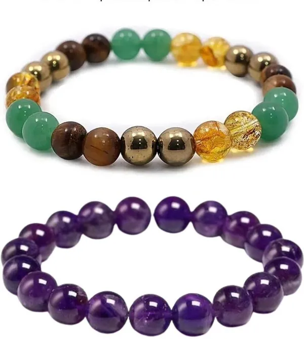 Multiagate_Pyrite,_Green_Aventurine,_Amethyst,_Golden_Pyrite,_Tiger's_Eye,_Citrine_Bracelet_Set_(Pack_of_2)