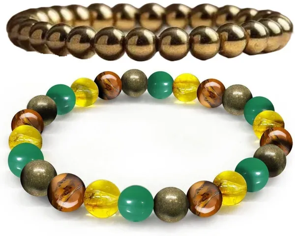 Multiagate_Pyrite,_Green_Aventurine,_Crystal,_Golden_Pyrite,_Tiger's_Eye,_Citrine_Bracelet_Set_(Pack_of_2)