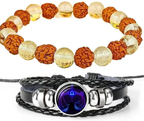 Multiagate_Crystal,_Rudraksha,_Clear_Quartz,_Leather_Bracelet_Set_(Pack_of_2)
