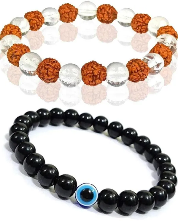 Multiagate_Rudraksha,_Clear_Quartz,_Evil_Eye_Bracelet_Set_(Pack_of_2)