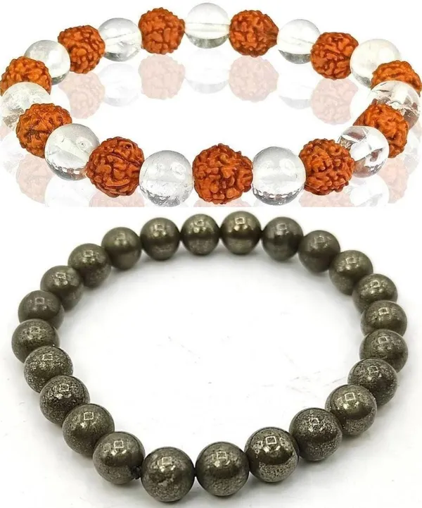 Multiagate_Pyrite,_Rudraksha,_Clear_Quartz_Bracelet_Set_(Pack_of_2)