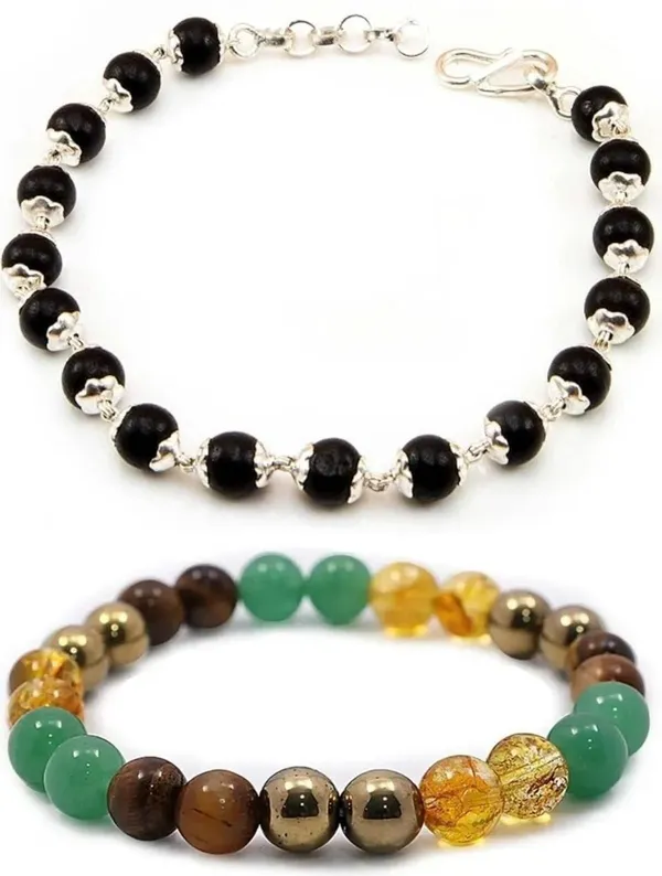 Multiagate_Pyrite,_Wood,_Green_Aventurine,_Citrine_+_Golden,_Tiger's_Eye,_Alloy_Bracelet_Set_(Pack_of_2)