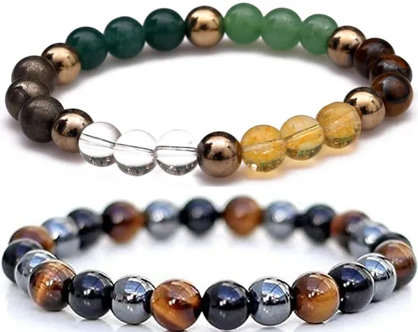 Multiagate_Pyrite,_Green_Aventurine,_Crystal,_Tiger's_Eye,_Citrine,_Glass_Bracelet_Set_(Pack_of_2)