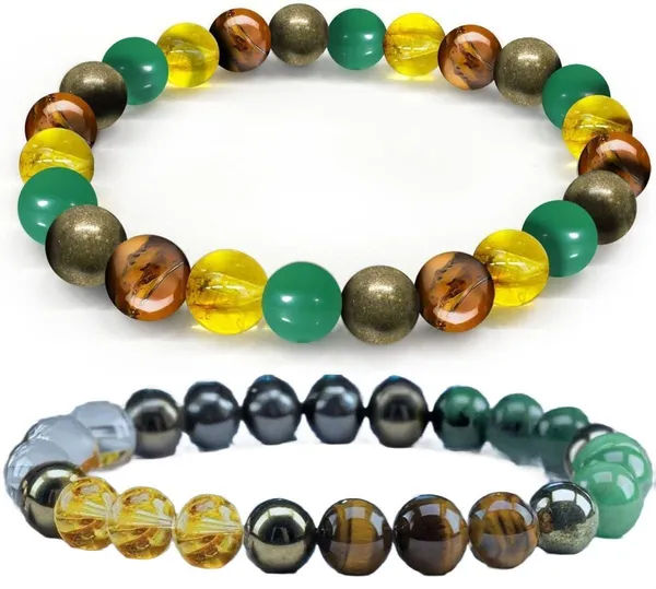 Multiagate_Pyrite,_Stone,_Green_Aventurine,_Tiger's_Eye,_Citrine_Bracelet_Set_(Pack_of_2)