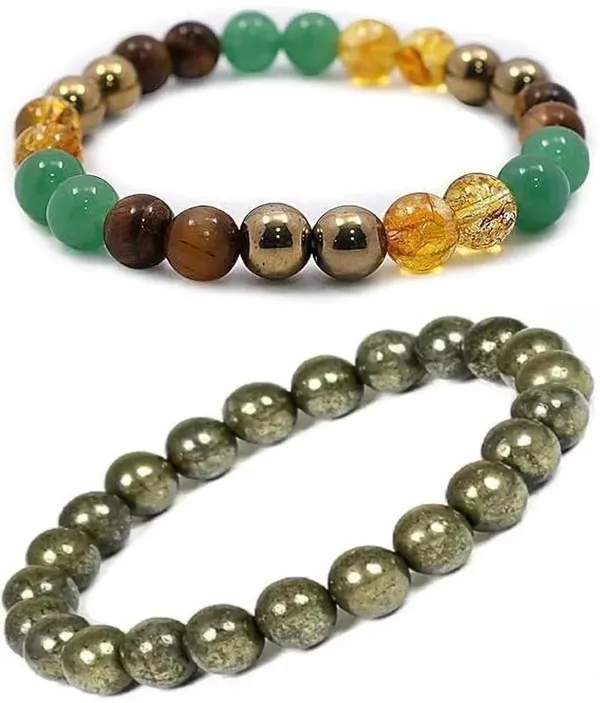 Multiagate_Pyrite,_Green_Aventurine,_Golden_Pyrite,_Crystal,_Tiger's_Eye,_Citrine_Bracelet_Set_(Pack_of_2)