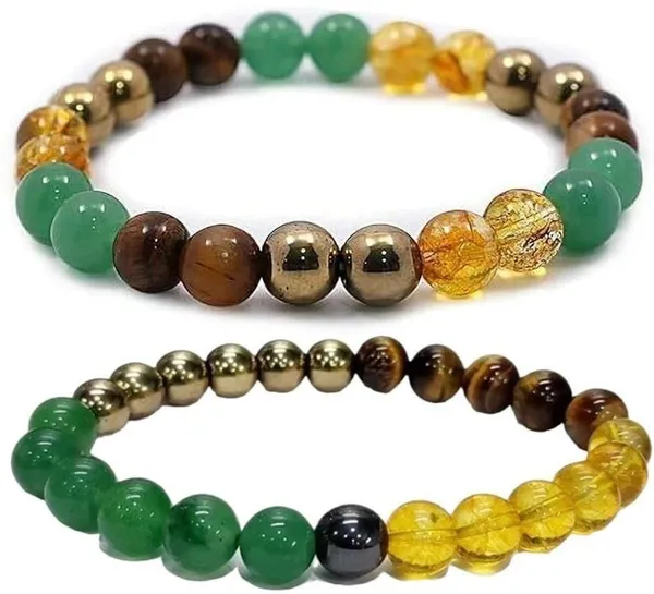 Multiagate_Stone,_Green_Aventurine,_Golden_Pyrite,_Crystal,_Tiger's_Eye,_Citrine_Bracelet_Set_(Pack_of_2)