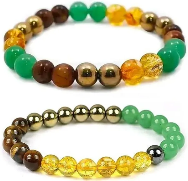 Multiagate_Pyrite,_Green_Aventurine,_Citrine_+_Golden,_Tiger's_Eye,_Citrine,_7_Chakra,_Clear_Quartz_Bracelet_Set_(Pack_of_2)