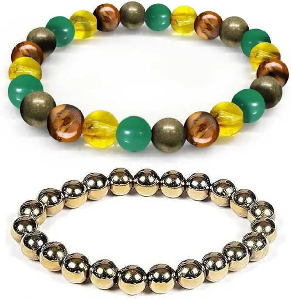 Multiagate_Pyrite,_Stone,_Green_Aventurine,_Tiger's_Eye,_Citrine_Bracelet_Set_(Pack_of_2)