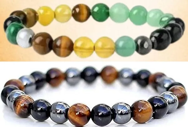 Multiagate_Pyrite,_Green_Aventurine,_Crystal,_Tiger's_Eye,_Citrine,_Glass,_Clear_Quartz_Bracelet_Set_(Pack_of_2)