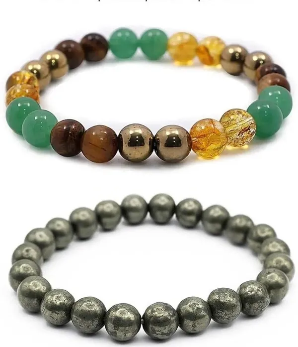 Multiagate_Pyrite,_Green_Aventurine,_Golden_Pyrite,_Tiger's_Eye,_Citrine_Bracelet_Set_(Pack_of_2)