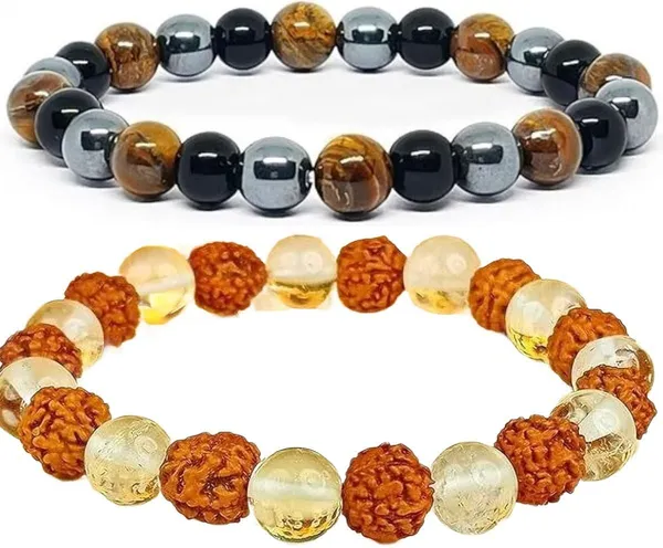 Multiagate_Crystal,_Tiger's_Eye,_Rudraksha,_Clear_Quartz,_Black_Obsidian_Bracelet_Set_(Pack_of_2)