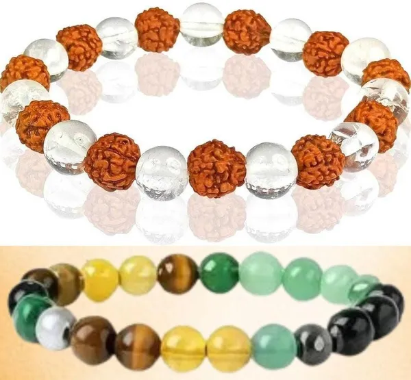 Multiagate_Pyrite,_Green_Aventurine,_Tiger's_Eye,_Rudraksha,_Citrine,_Clear_Quartz_Bracelet_Set_(Pack_of_2)
