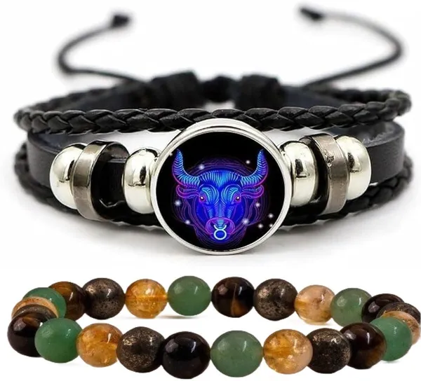 Multiagate_Stone,_Leather_Bracelet_Set_(Pack_of_2)