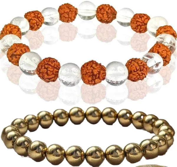Multiagate_Pyrite,_Rudraksha,_Clear_Quartz_Bracelet_Set_(Pack_of_2)