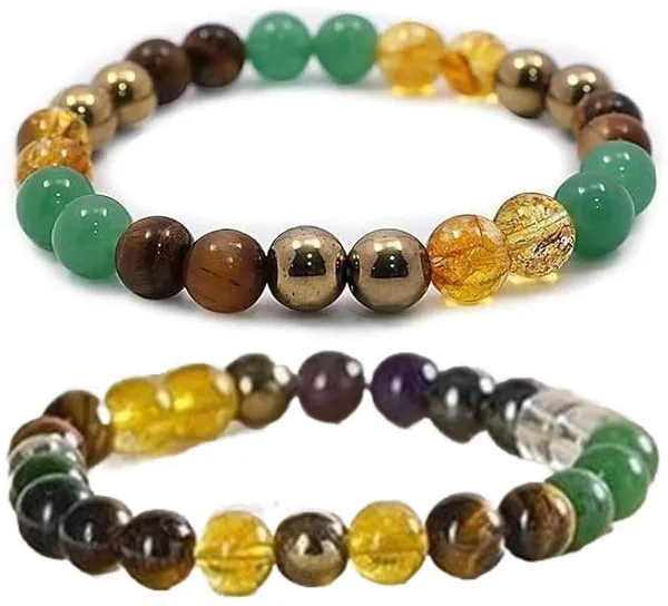 Multiagate_Pyrite,_Hematite,_Green_Aventurine,_Amethyst,_Golden_Pyrite,_Crystal,_Tiger's_Eye,_Citrine_Bracelet_Set_(Pack_of_2)