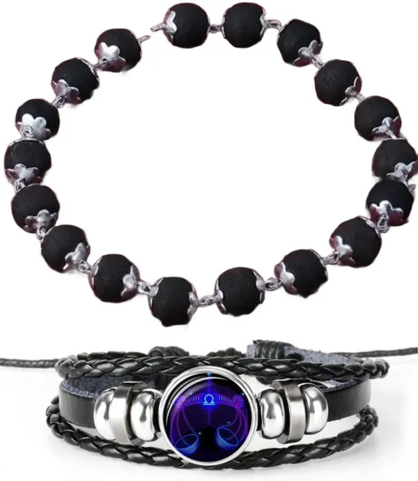 Multiagate_Wood,_Leather_Bracelet_Set_(Pack_of_2)