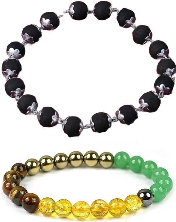 Multiagate_Pyrite,_Wood,_Green_Aventurine,_Citrine_+_Golden,_Tiger's_Eye,_Citrine,_7_Chakra,_Clear_Quartz_Bracelet_Set_(Pack_of_2)
