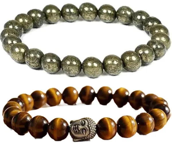 Multiagate_Pyrite,_Crystal,_Tiger's_Eye_Bracelet_Set_(Pack_of_2)