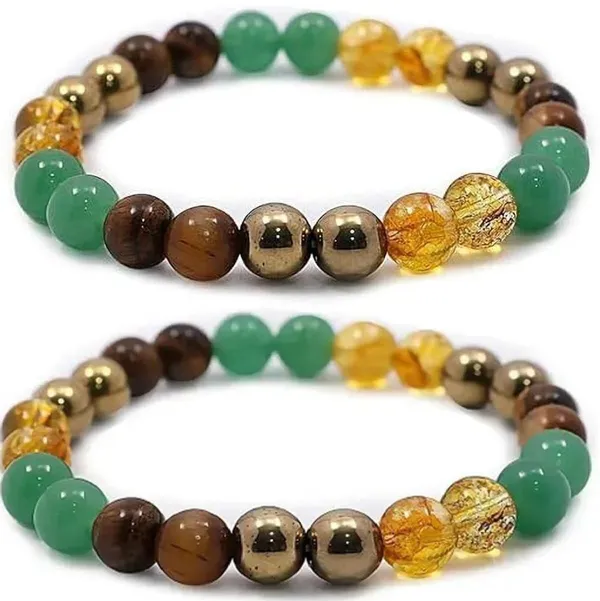 Multiagate_Pyrite,_Green_Aventurine,_Citrine_+_Golden,_Golden_Pyrite,_Crystal,_Tiger's_Eye,_Citrine_Bracelet_Set_(Pack_of_2)