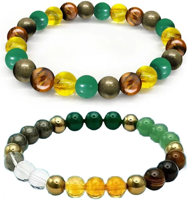 Multiagate_Pyrite,_Stone,_Green_Aventurine,_Tiger's_Eye,_Citrine_Bracelet_Set_(Pack_of_2)