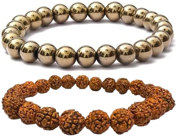 Multiagate_Golden_Pyrite,_Rudraksha_Bracelet_Set_(Pack_of_2)