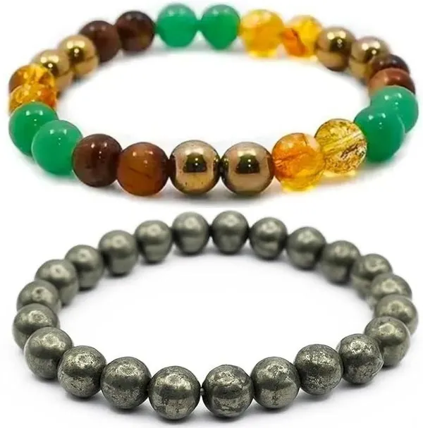 Multiagate_Pyrite,_Green_Aventurine,_Tiger's_Eye,_Citrine_Bracelet_Set_(Pack_of_2)