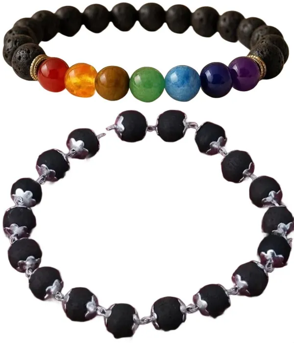 Multiagate_Pyrite,_Stone,_Wood,_Green_Aventurine,_Amethyst,_Tiger's_Eye,_Lava,_7_Chakra,_Green_Jade_Bracelet_Set_(Pack_of_2)