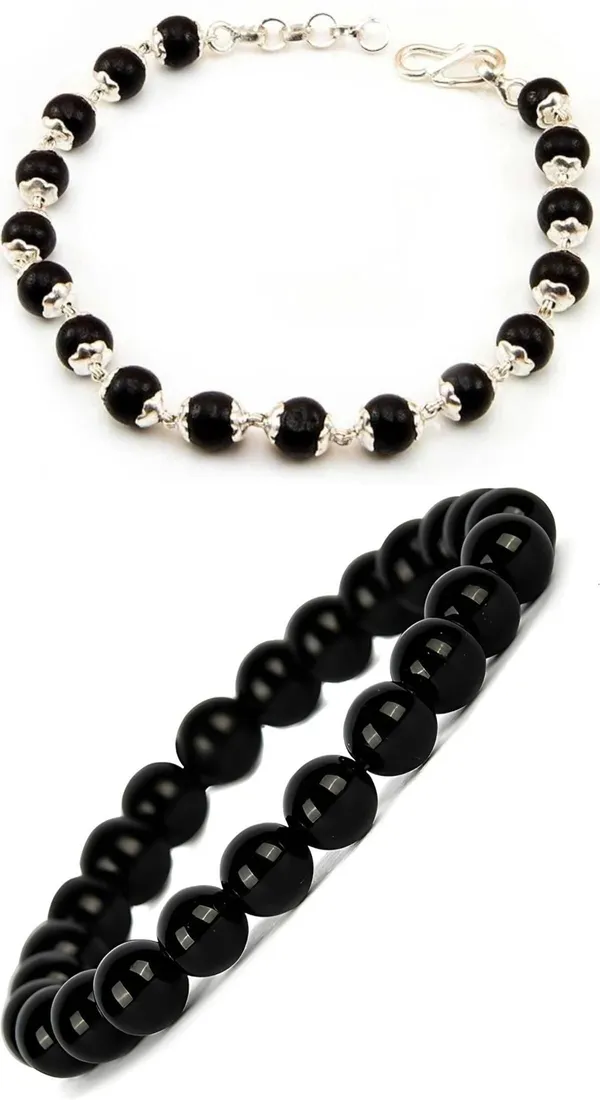 Multiagate_Pyrite,_Wood,_Alloy_Bracelet_Set_(Pack_of_2)