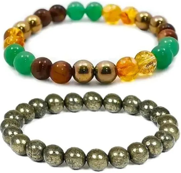 Multiagate_Pyrite,_Green_Aventurine,_Crystal,_Tiger's_Eye,_Citrine_Bracelet_Set_(Pack_of_2)