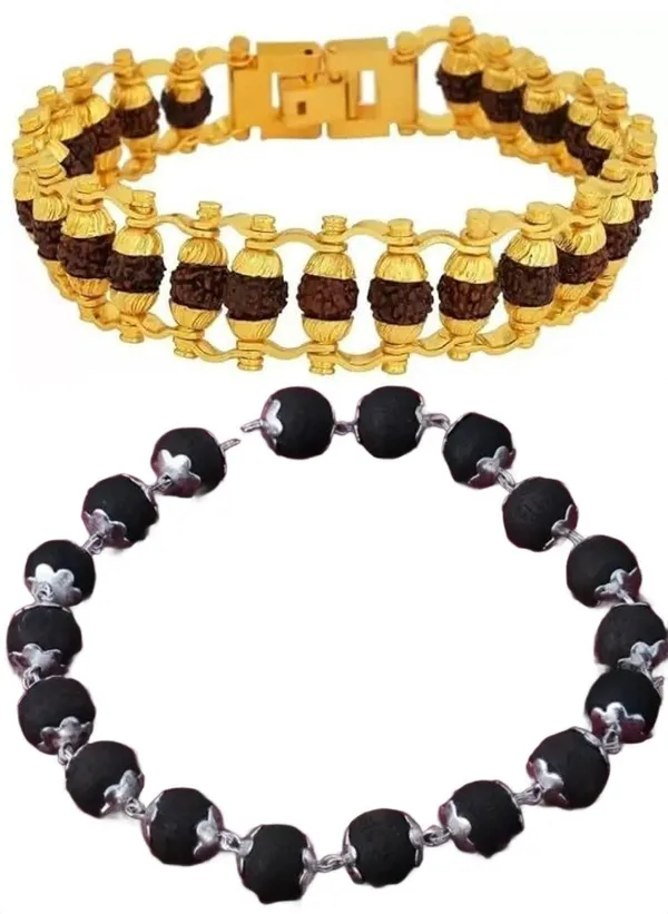 Multiagate_Wood,_Rudraksha_Bracelet_Set_(Pack_of_2)