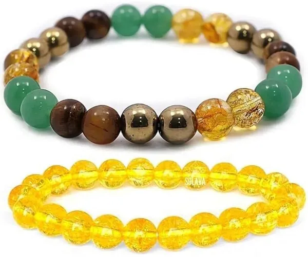 Multiagate_Pyrite,_Stone,_Green_Aventurine,_Citrine_+_Golden,_Crystal,_Tiger's_Eye,_Citrine_Bracelet_Set_(Pack_of_2)
