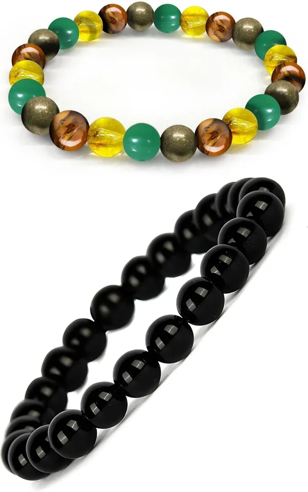 Multiagate_Pyrite,_Green_Aventurine,_Tiger's_Eye,_Citrine_Bracelet_Set_(Pack_of_2)
