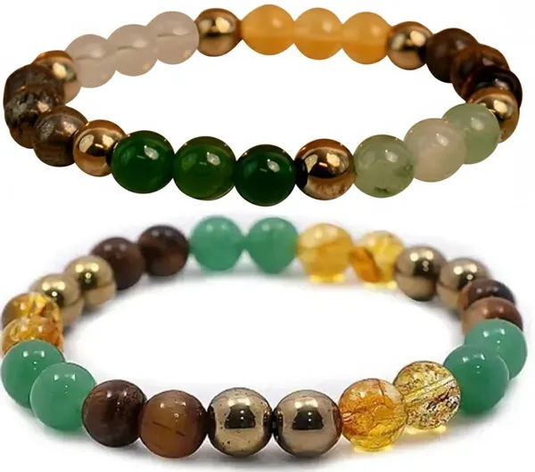 Multiagate_Pyrite,_Stone,_Green_Aventurine,_Citrine_+_Golden,_Golden_Pyrite,_Crystal,_Tiger's_Eye_Bracelet_Set_(Pack_of_2)